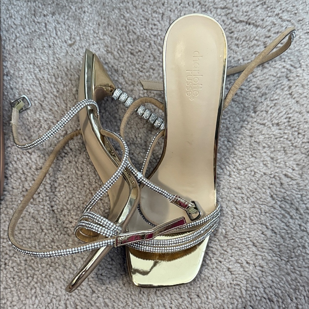 Charlotte Russe Metallic Gold Strappy Heels